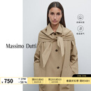 Massimo Dutti折扣升级2025女装英伦风可拆式手帕式围巾设计风衣外套06739993 绿灰色 S