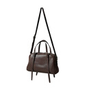 裘真植鞣头层羊皮悠悠保龄球包女复古休闲大容量手提单肩包 咖啡色肩带款-羊皮 预售25天