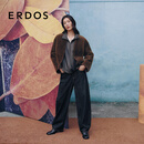 ERDOS【刘雯同款】25秋冬V领皮毛一体两穿拉贡女皮外套夹克 橄榄绿 S 160/80A