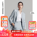 朗姿2025年夏季新款平驳领轻商务西装外套职业时尚通勤高端西服女 水蓝色 M