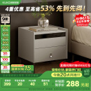 顾家家居（KUKA）现代简约床头柜卧室柜子大容量双抽储物碳素钢脚DS7890G 米灰