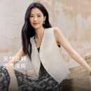 伊芙丽（eifini）伊芙丽老钱风v领亚麻马甲亚麻西裤马夹女2025夏季新款 米色 马夹 M