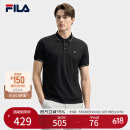 FILA 斐乐官方男装针织短袖POLO衫2025夏季新款时尚通勤休闲凉感上衣 正黑色-BK XL 180/100A/XL