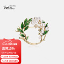 She's饰品 撞色滴油栀子花胸针别针高档女士胸花 520礼物 送女友