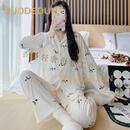 洛德顿 RUODEDUN月子服孕妇产后哺乳睡衣夏季薄款带胸垫喂奶专用家居服透气 小熊猫【带胸垫】 莫代尔 M(90-120斤)