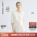朗姿醋酸气质高级感2025年夏季新款白色短外套薄款通勤小香风女士 米白色 L
