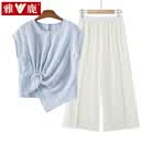 雅鹿妈妈装夏装洋气套装2026新款短袖上衣40-50岁中老年女装夏季衣服