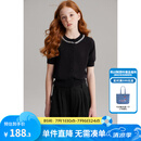 ELLE KIDS童装 手工钉钻短袖针织开衫女童夏季新款醋酸莱赛尔上衣 黑色 165 （M）