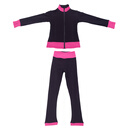 花样滑冰服女童训练服四季弹力薄绒透气吸汗儿童花滑上衣裤子 玫红色套装 M