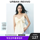 UR2025春季新款女时尚设计感短款立体蝴蝶结吊带衫UYU250057 米白 (偏短) S