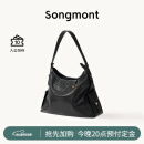 Songmont李娜同款山下有松循迹系列hobo包植鞣牛皮斜挎软包 烟墨黑 中号 现货