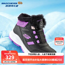 Skechers斯凯奇童鞋儿童冬季旋钮保暖棉靴男女童加绒鞋运动棉鞋405300L 303467L-黑色/紫色/BKPR 36