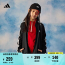 adidas女大童休闲三条纹长袖套装儿童春季新款阿迪达斯官方轻运动   黑色/白色   128
