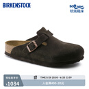 BIRKENSTOCK勃肯德国进口男女款牛皮绒面革软底Boston包头拖鞋 深棕窄版660463 38