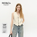 MO&Co.【C+系列】马甲2025春新品含亚麻绵羊毛精裁收腰MBE1WAI005 米白色 M 165