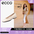 爱步（ECCO）单鞋女 倪妮同款羊皮一脚套方头浅口平底低跟鞋 安妮208553 石灰色20855301378 37