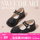 富罗迷女童皮鞋儿童公主鞋方口单鞋时尚儿童校园演出鞋 黑色 35