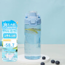 乐扣乐扣（LOCK&LOCK）人鱼线塑料运动水杯夏天便携水壶带刻度提手男女水杯子520ML蓝色