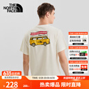北面（The North Face）短袖T恤男女 美式休闲半袖透气小汽车卡通印花简约 米白色 L /175