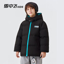 雪中飞童装儿童羽绒服男童冬季新款女童中大童装面包羽绒服 黑色 170