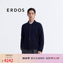ERDOS 25早春精纺小翻领开衫宽松针织绗缝精致简约男羊绒衫 夏夜蓝 XL 180/100A