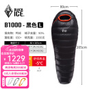 黑冰（BLACKICE）24新款【B系列鸭绒木乃伊式羽绒睡袋】户外露营单人羽绒睡袋 黑色 B1000 L码（新标准）