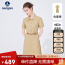 Navigare意大利小帆船 女士短袖衬衫裙通勤收腰连衣裙2322844513 砂 M 