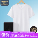 七匹狼短袖男纯棉t恤男V领打底衫100%全棉小白t透气舒适打底衫
