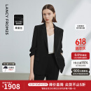 朗姿职业正装黑色气质西服外套女装夏季新款商务西装 黑色 2XL