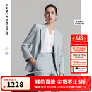 朗姿2025年夏季新款平驳领轻商务西装外套职业时尚通勤高端西服女 水蓝色 M