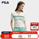 FILA 斐乐官方杨幂同款女士编织衫2025夏季时尚休闲修身条纹毛织上衣