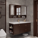 九牧（JOMOO）新中式浴室柜橡木实木组合陶瓷一体盆智能卫生间洗漱台洗手洗脸盆 102*50cm橡木主柜+智能镜柜