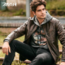 MCS源自万宝路牛皮机车皮衣美式合身复古风水洗擦色做旧男士秋季皮衣 深咖色W7 XL 52 180/96B(XL)