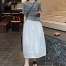 2025新款夏季日系白色a字半身裙子女高腰宽松设计感气质显瘦伞裙 白色 M (80-130斤)