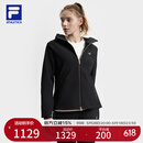 FILA 斐乐官方女装梭织外套2025春新款健身运动基础加绒连帽上衣 深黑-BK L (170) 88A