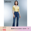 ERDOS 春夏桑蚕丝抽条修身短袖百搭日常休闲女针织衫 香蕉奶昔 L 165/88A