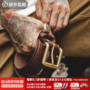 马登工装 复古进口腰带黄铜单针快脱扣头硬汉裤带皮带男 咖色