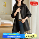 OLJ轻奢品牌中长款真皮皮衣女2025年春秋新款高级感绵羊皮风衣外套 雅黑色 M 建议120-130斤
