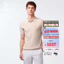 哈吉斯（HAZZYS）男装 2025夏季新款【棉/桑蚕丝】polo领短袖针织衫男ABYZD0CAF04 米色BI XL （180/100A 50）