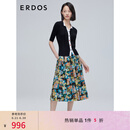 ERDOS 春夏精纺小翻领短袖桑蚕丝岩石纹理扣女针织开衫 黑 M 160/84A