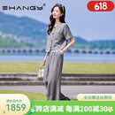 Ehangy轻奢品牌2025年夏季新款套装女减龄休闲大方得体阔腿裤两件套 云灰色两件套 S