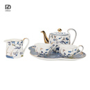 OMGD英博物馆骨质瓷下午茶茶具套装乔迁新婚轻奢实用送闺蜜生日礼物 灵羽芳地骨质瓷下午茶套装_【赠