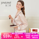 金三塔真丝睡衣女100%桑蚕丝可外穿凉感养肤两件套居家服礼物 [热荐]19姆米香妃色 L