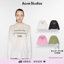 Acne Studios 男女同款 做旧1996印花宽松落肩长袖T恤上衣CL0197 灰白色 XS