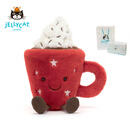 JELLYCAT英国毛绒玩偶圣诞节趣味热巧克力毛绒玩偶娃娃抱睡公仔礼物 红色 热巧克力礼盒+礼袋