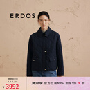 ERDOS 翻领格纹商务通勤短款女棉服外套 藏蓝 170/88A/L