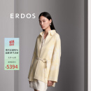 ERDOS 春夏定位提花蓬松纯羊绒外套双面穿保暖时髦帅气女毛呢大衣 香蕉奶昔 L 165/88A