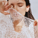 里性（Livary Mio）浮影-Shadows一字领蕾丝长袖衫透视镂空上衣 蔓白 L  适用M/L（170/92A）