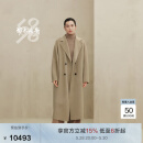鄂尔多斯1980秋冬西装领双排扣长款通勤女简约纯羊绒大衣 驼白混色 160/84A/M