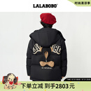 LALABOBO连帽宽松羽绒服女装可爱小熊百搭冬新款保暖上衣LBDC-WSYR22 黑色 M